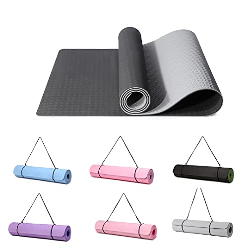 Good Nite Gymnastikmatte Yogamatte Fitnessmatte Rutschfest Trainingsmatte Sport Turn Matten Pilates Matte Bodenturnmatte Mit Tragegurt 183 x 61 x 0.6 cm (Grau/Schwarz)