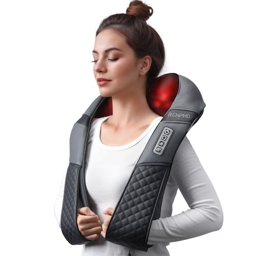 RENPHO Massagegerät Schulter Nackenmassagegerät mit Wärme, Shiatsu Massagegerät mit 3D-Massage von tiefem Gewebe, Massage für Nacken, Rücken, Schulter, Beine, Füße