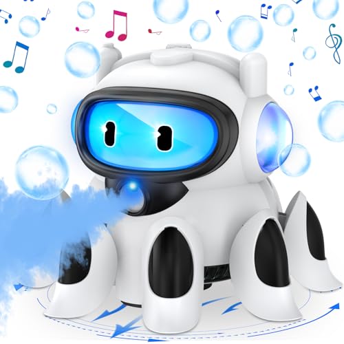 Fileeyn Kinder Spielzeug, Langlebig und sicher Gehender Elektronische Roboter, mit LED Sprühgerät und Interessanten Musik Süßer Roboter Kinder für ab 3 4 5 6 7 8 Jahre Jungen und Mädchen Geschenk