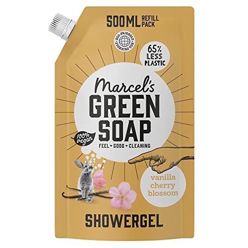 Marcel's Green Soap - Duschgel Nachfüllpack Vanille & Kirschblüte - Waschlotion - 100% Umweltfreundlich - 100% Vegan - 97% Biologisch abbaubar - 500 ml