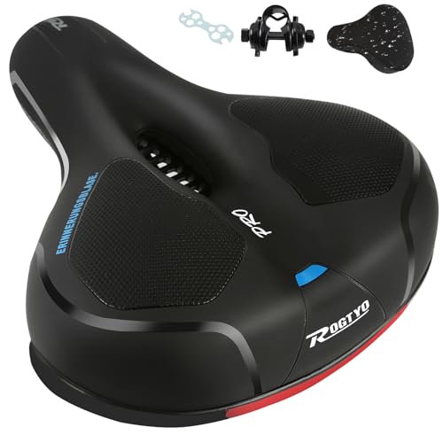 ROGTYO Fahrradsattel Gel Fahrradsitz Pro 2.0 Breiter Weicher Komfortabel Atmungsaktiv Stoßdämpfend Ergonomisch Memory Foam Fahrrad Sattel mit wasserdichte (Pro 2.0 + Schwarz)