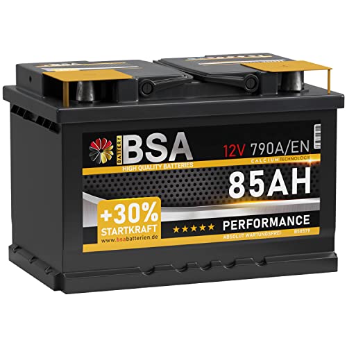 BSA Autobatterie 85Ah 12V 790A/EN +30% mehr Startkraft Starterbatterie Batterie ersetzt 70Ah 72Ah 74Ah 75Ah 77Ah 80Ah