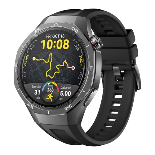 HUAWEI Watch GT 5 Pro 46 mm Smartwatch, Kunstvolles Design,Sportfunktionen auf Profi-Niveau,Health-Tracking, EKG-Monitoring, bis zu 14 Tage Akkulaufzeit, GPS, Bluetooth-Anrufe, iOS & Android, Schwarz
