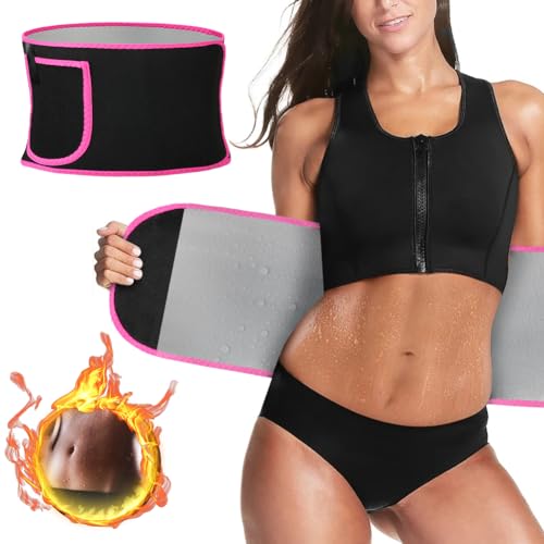 ACWOO Bauchweggürtel Herren Damen, Hula Hoop Gürtel, Schwitzgürtel, Bauchgürtel Neopren Nano Silber, Bauch Weg Trainer, Sweat Belt Waisttrainer