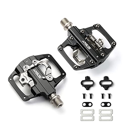 ANSJS 2 in 1 SPD-Fahrradpedale, CNC Aluminium Rutschfest, Klickpedale Set für BMX MTB Trekking Mountainbike Rennrad, Achse 9/16' (M213)
