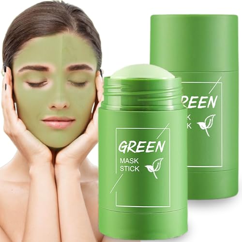 Grüner Tee Purifying Clay Stick Mask, Green Stick Mitesser Entfernen, Tiefenreinigungs-Stift gegen Mitesser & ölige Haut, Befeuchtet Und Kontrolliert Das Öl Für Alle Hauttypen (2stk)