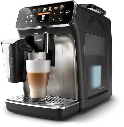 Philips Serie 5400 Kaffeevollautomat – LatteGo Milchsystem, 12 Kaffeespezialitäten, Intuitives Display, 4 Benutzerprofile, Chrom (EP5447/90)