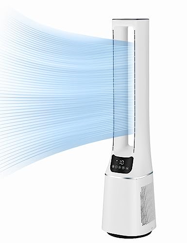 Midea MFP-120 (WH) 2 in 1 Turmventilator Leise 38dB Luftreiniger CADR 120 für 47.6 ㎡ LED Display Fernbedienung Oszillation 12H Timer Weiß