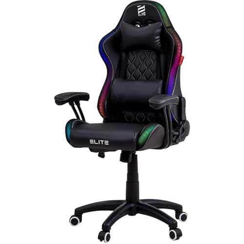 ELITE Gaming Stuhl Pulse für Kinder | Ergonomischer Bürostuhl - Schreibtischstuhl - Chefsessel - Sessel - Racing Gaming-Stuhl - Gamingstuhl - Drehstuhl - Chair - Kunstleder (Schwarz/Weiß RGB)