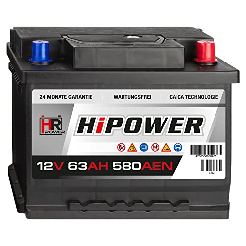 HR HiPower Blei-Säure 63Ah 12V 580A/EN Autobatterie mit bewährter Calcium-Calcium-Technologie (Ca/Ca)