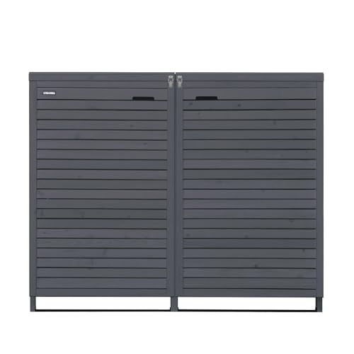Lukadria Mülltonnenbox 240L Adria24 für 2 Tonnen Mülltonnenverkleidung Mülltonnecontainer Holz imprägniert in anthrazit