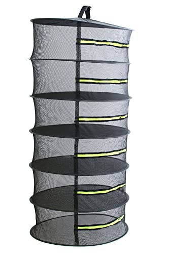 Trockennetz hängendes Drying Net von Heisenberg mit 6 Lagen, Ø 60 cm, rundum geschlossen mit Reißverschlüssen zum Trocknen von Kräutern und Pflanzenteilen