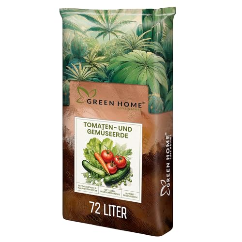 Green Home Tomaten- & Gemüseerde 72L - hochwertige Tomatenerde/Pflanzenerde für starkzehrende Gemüsepflanzen - Gemüseerde für Tomaten, Gurken, Zucchini oder Paprika im Beet, Hochbeet oder Kübel