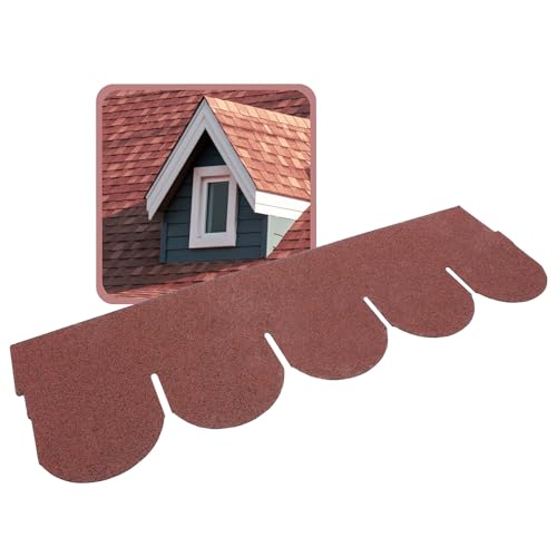 DAPRONA Dachschindeln selbstklebend, Biberschwanz Rund Rot 1m x 32cm Bitumenschindeln für Gartenhaus, Carport, Flächendeckung 2,61m²