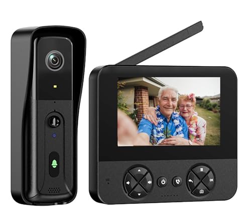 Drahtlose Video Türklingel mit Kamera Verbindung 4,3' IPS Display 1080P Kabellose Funk Türklingel mit Gegensprechanlage Kein WiFi nötig Zwei-Wege-Audio Nachtsicht Video Betrachtungswinkel: 110°