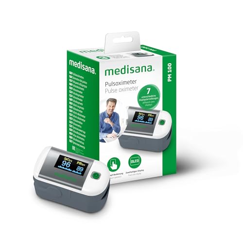 medisana PM 100 Pulsoximeter, Messung der Sauerstoffsättigung im Blut, Fingerpulsoxymeter mit OLED-Display und One-Touch Bedienung