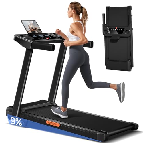 LONTEK Laufband für Zuhause Klappbar mit Steigung 9%, Laufbänder 12KM/H, Treadmill for Home mit 3,0-PS-Motor und LED-Anzeige, Max Belastung 136KG