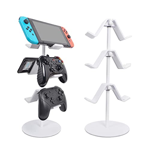 Erlsig Universal Game Controller Halter, Controller Headset Kopfhörer Halterung Ständer Zubehör Tisch für Xbox ONE Switch PS4 PS5, 3 Lagen Weiß