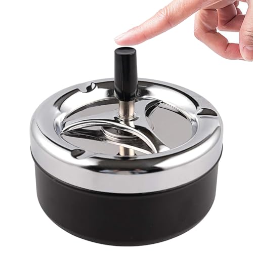 Sturmaschenbecher für Draußen, Aschenbecher Mit Deckel für Draußen, Drehbarer Aschenbecher Outdoor, Rauchfreier Aschenbecher Groß Edelstahl für Balkone und Büros