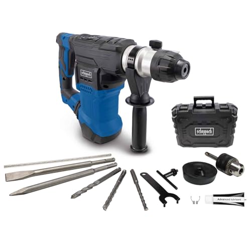 Scheppach SDS-Plus 4in1 Bohrhammer DH1500 Plus | 1500W / 7Joule Abbruchhammer | 6 Geschwindigkeiten 0-920U/Min | 4250 bpm Schlagzahl Anti-Vibrationsgriff | 32mm Bohrleistung | inkl. Zubehör & Koffer