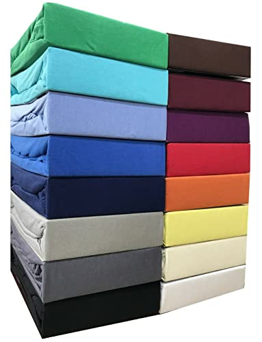 Leonado Vicenti Spannbettlaken 100% Baumwolle Jersey Spannbetttuch Bettlaken Farben Größen wählbar ÖKO TEX Standard 100