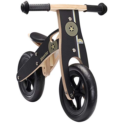 BIKESTAR Lauflern Rad für Jungen und Mädchen ab 2-3 Jahre | 10 Zoll Kinder Laufrad Holz | Schwarz | Risikofrei Testen