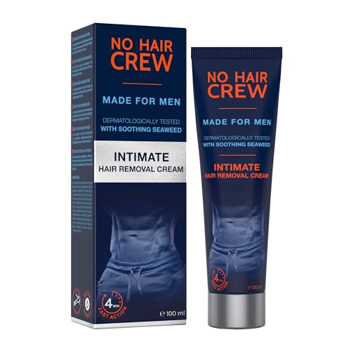 NO HAIR CREW Intim-Enthaarungscreme für Männer – Sanfte Haarentfernung ohne Rasurbrand, ideal für die empfindliche Haut im Intimbereich, dermatologisch getestet, 100 ml