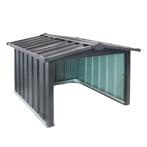 TRUTZHOLM Rasenmährobotergarage mit Satteldach B 87 x T 88,5 x H 59,5 aus verzinktem Stahl Mähroboterüberdachung Carport anthrazit