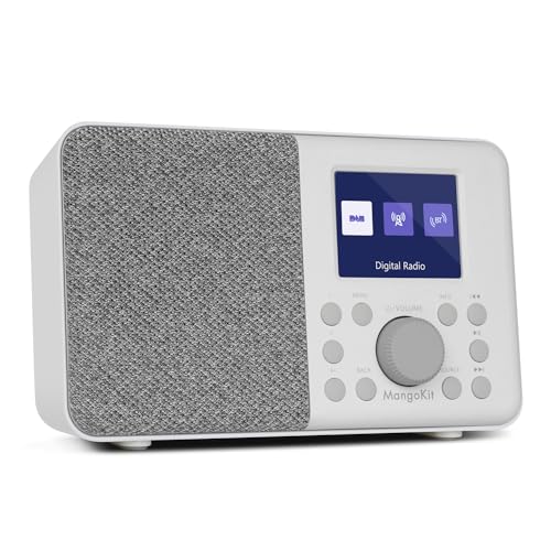 MangoKit MD3 DAB/DAB+ und UKW Tragbares Digitalradio, Bluetooth-Lautsprecher, Kopfhörer, 40 voreingestellte Sender, Wecker und Uhr, Snooze-Timer, Farbdisplay, Batterien und Netzbetrieb (Steingrau)