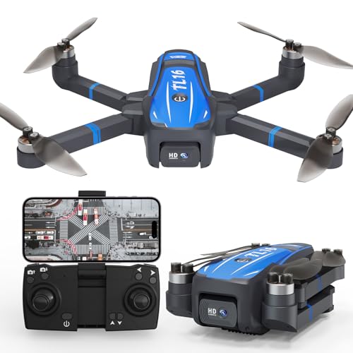 Toladrone TL16 Drohne mit 4K HD Kamera für Erwachsene, Bürstenloser Motor Optische Flusspositionierung Höhenhaltung Faltbarer RC Quadcopter Drohnen für Anfänger, Blau