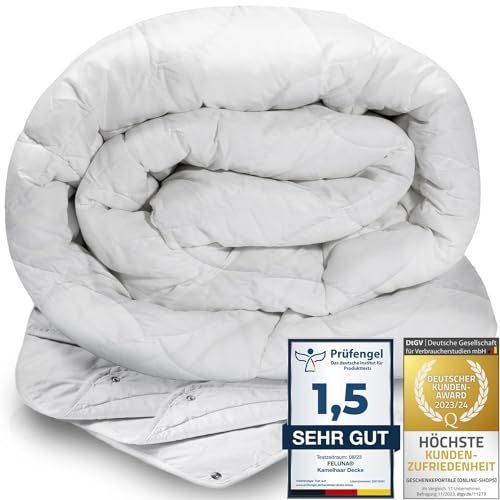 Feluna® 4-Jahreszeiten Kamelhaar-Decke aus 100% Kamelhaarflaum Steppbett Duo Bettdecke zum Knüpfen (135 x 200 cm)