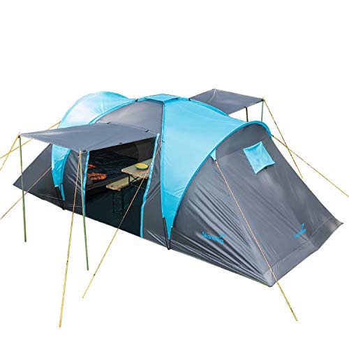 Skandika Kuppelzelt Hammerfest für 4 Personen | Campingzelt mit eingenähtem Zeltboden,ohne Sleeper Technologie mit schwarzen Kabinen, 2 Schlafkabinen, 2 m Stehhöhe, 3000 mm Wassersäule (Basic Version)
