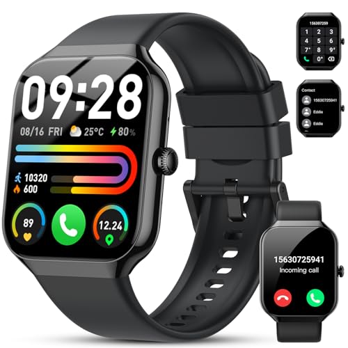 Smartwatch Herren Damen, 1,96' HD 2025 Fitnessuhr Smart Watch mit Telefonfunktion, 115+ Sportmodi Schrittzähler Armbanduhr, Herzfrequenz SpO2 Schlafmonitor, IP68 Wasserdicht Sportuhr für Android iOS