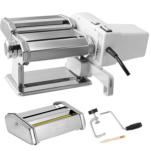 VEVOR Elektrische Nudelmaschine Pastamaschine, 9 Stufen 0,3–3 mm Einstellbarer Nudelautomat Nudeln Maker für Lasagne, Ravioli, Spaghetti, Tagliatelle, Korrosionsbeständige Rostfreie Nudelschneider