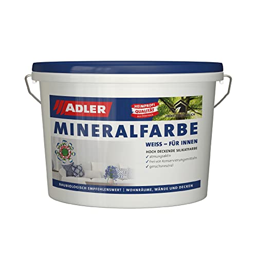 ADLER Mineralfarbe- weiße, geruchsneutrale Silikatfarbe für innen - 4kg - ohne Lösemittel, Weichmacher und Konservierungsmittel