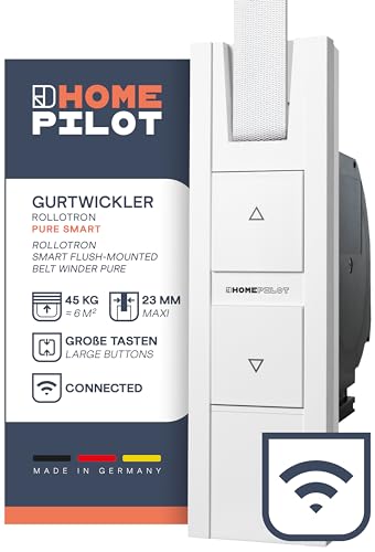 HOMEPILOT RolloTron pure smart, elektrischer Rolladen Gurtwickler | Smart-Home Rollladenantrieb mit Funk | Automatisierung, App, Siri, Amazon Alexa & Google Assistant via Gateway möglich