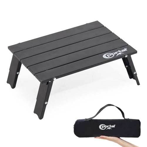 Portal Campingtisch Faltbar Klein Klapptisch Klappbar Esstisch Höhenverstellbarer Mini Gartentisch Ultraleicht für Camping Outdoor Balkon Garten
