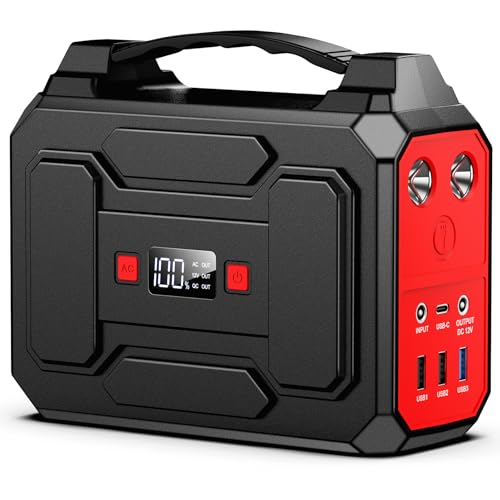 Powkey Tragbare Powerstation 99Wh/27000mAh Tragbares Kraftwerk 100W Solargenerator mit 230V AC Ausgang/QC 3.0 18W USB/Typ-C für Camping Wohnmobile Notstromaggregat