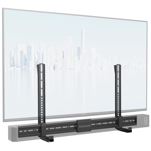 Soundbar Halterung Universal für Soundbars mit/ohne Montagelöcher bis zu 15kg, Verstellbarer Soundbar-Halterung für TV Wandhalterung mit Anti-Rutsch-Sockelhalter