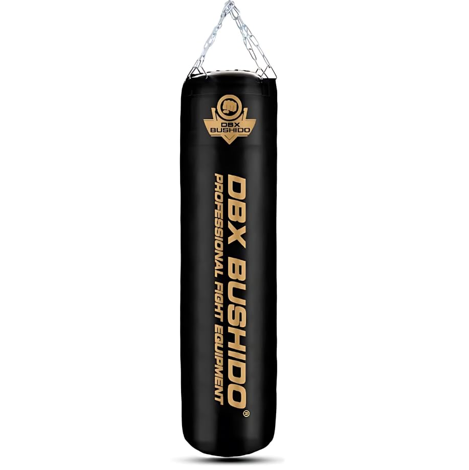 DBX BUSHIDO SPORT Boxsack Gefüllt mit Gummigranulat 130 cm - Box Sack 60 kg - Training Boxen Sport und Kickboxen - Punching Bag (Golden Mit Granulat)