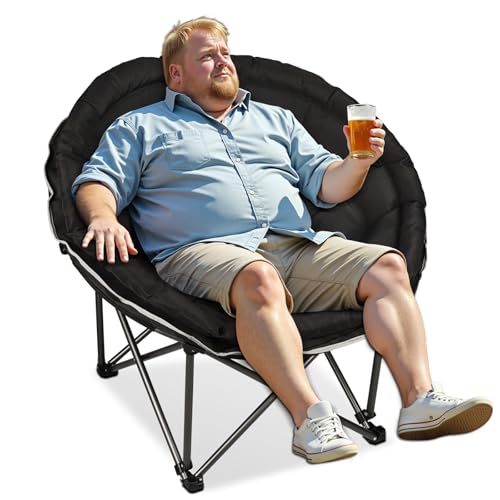 Northroad Oversized Camping Moon Chair, Outdoor gepolstert Untertasse Folding Round Chair unterstützt bis zu 400 lbs für Strand Wandern Angeln Picknick Rasen