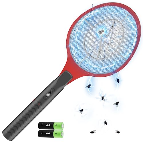 Goobay 40970 Elektrische Fliegenklatsche 1000V / Tennisschläger für Mücken Wespen Insekten/Fliegenfänger elektrisch Mückenklatsche Batterie/Insektenvernichter elektrisch