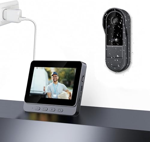 Winnes Türklingel mit Kamera,1080P Drahtlose Video Türklingel,IP65 Regenfest, 4,3“ IPS Display,2.4G Bluetooth,170°-Weitwinkel-Kamera mit 800 Pixeln,Zwei-Wege-Gespräch + Nachtsicht,Türklingel Kabellos