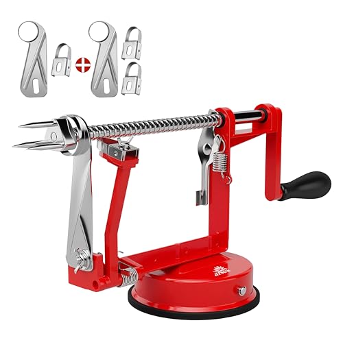 ARSUK Apfelschäler - (3 Zusätzliche Klingen) Schäler, Entkerner, Schneider, Edelstahl Klingen, Verstellbarer Schälarm, Spülmaschinenfest Obstschäler, Ideal für Äpfel, Birnen und Kartoffeln