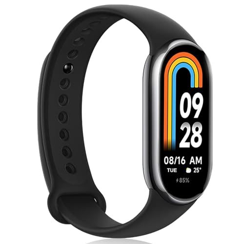 Xiaomi Mi Band 8 Fitness Tracker, 1.62 AMOLED-Display, 200 lustige Zifferblätter, 150 Sportmodi, 5ATM Wasserdicht, Schlafüberwachung, Herzfrequenzmessung, SpO2-Tracking, 16 Tage Akkulaufzeit, Schwarz