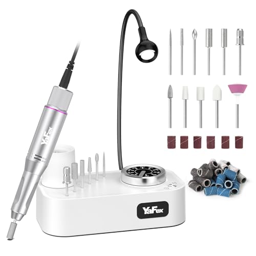 Nagelfräser für Gelnägel 35000 U/Min,YaFex 11 in 1 Elektrische Nagelfräser Professionelle mit Nagelfräser Aufsätze,Nagelfeile Maniküre Pediküre Set mit LED Lampe