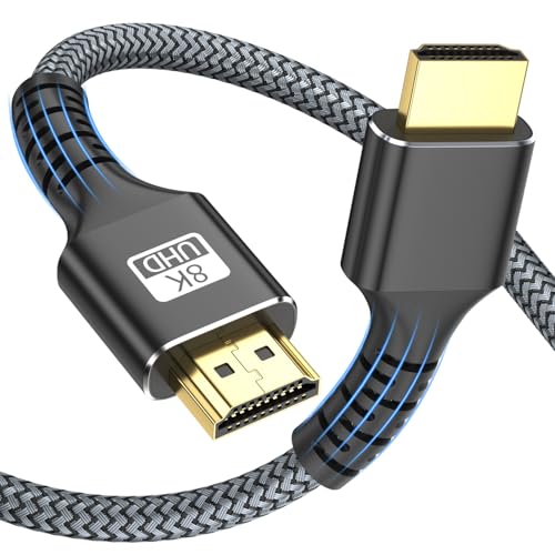 looyotul 8k Hdmi Kabel 2m Ultra High Speed HDMI 2.1 Kabel 8K@60HZ 4K@120HZ 48Gbps HDMI Kabel für HDTV,PS4,PS5,Monitor Laptop,Xbox,HDCP 2.2&2.3 Unterstützung HDR,eARC,Ethernet,Dolby. (Schwarz)
