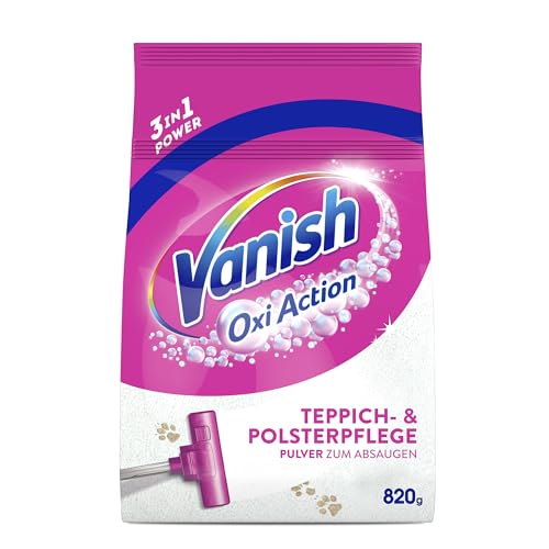 Vanish Oxi Action Polster- und Teppichreiniger Pulver – 1 x 820 g - Großflächen Reinigungsmittel für Teppiche und Polster gegen Schmutz, schlechten Geruch und Staub