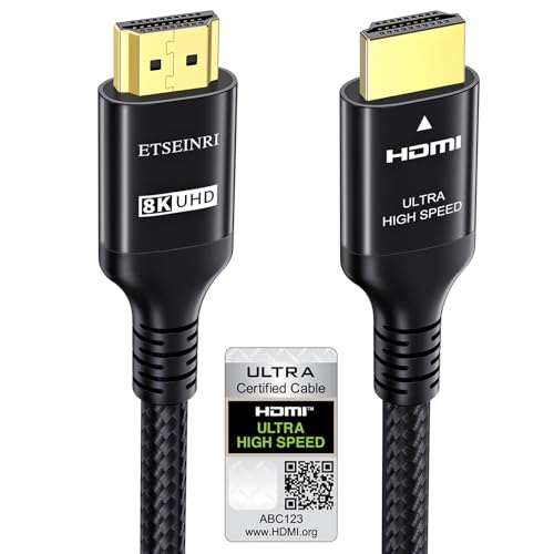 Etseinri 10K 8K HDMI 2.1 Kabel 2M, Zertifiziertes 48Gbps Ultra High Speed HDMI® Kabel 4K 240Hz 165Hz 144Hz 120Hz 8K 60Hz 4:4:4 DTS:X eARC HDCP2.3 HDR10+ TV Monitor Projektor Gaming PC PS5 X-box