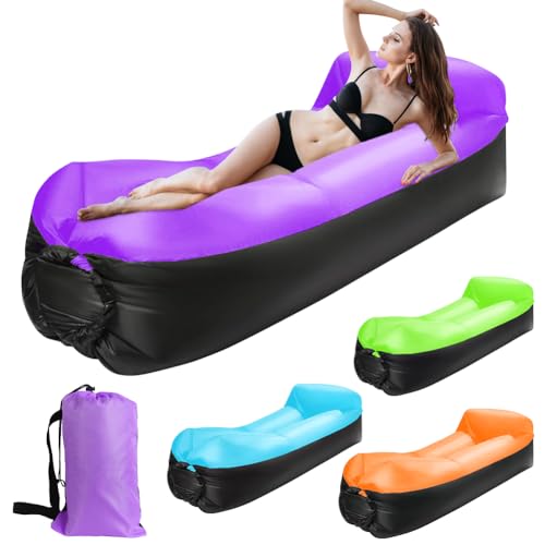 Gohytal Aufblasbares Sofa, 230×70CM Wasserdichtes Luftsofa Outdoor Tragbares Aufblasbar Luft Sofa Couch Air Lounger mit Portable Paket für Camping Urlaub Schwimmbad Strandparties Hinterhof, Lila